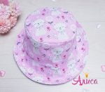 Двухсторонняя летняя детская панамка "Кошечка в цветочках"