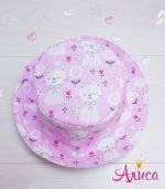 Двухсторонняя летняя детская панамка "Кошечка в цветочках"