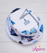 Двухсторонняя летняя детская панамка "Строительная техника на белом"