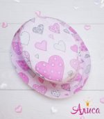 Двухсторонняя летняя детская панамка "Сердечки на бледно- розовом"