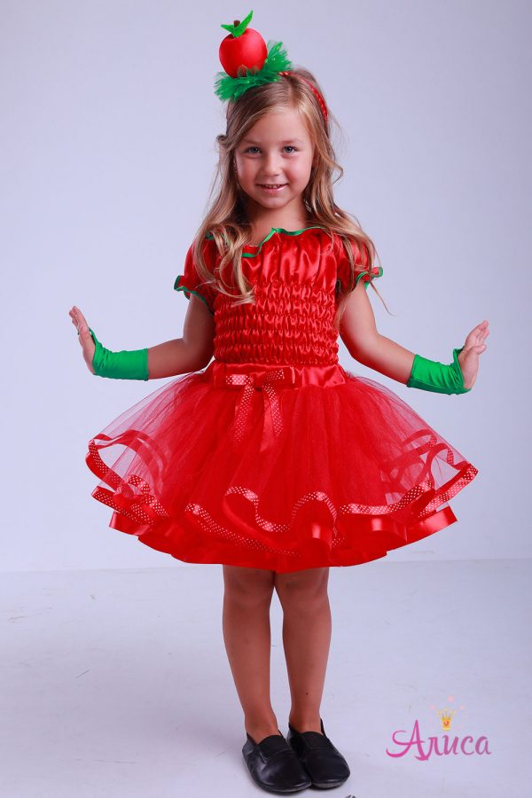 Карнавальный костюм красное Яблоко для девочки