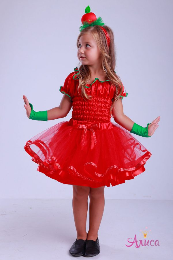 Карнавальный костюм красное Яблоко для девочки