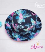 Панамка летняя "Фламинго на черном"