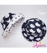 Панамка хлопковая детская "Котики на Черном"