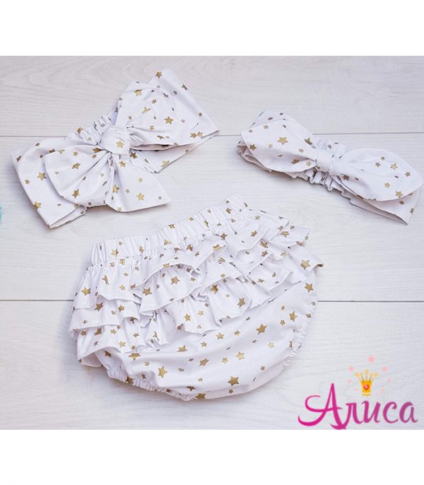 Комплект "Золотые звездочки на белом"