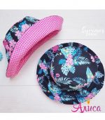 Панамка летняя "Фламинго на черном"