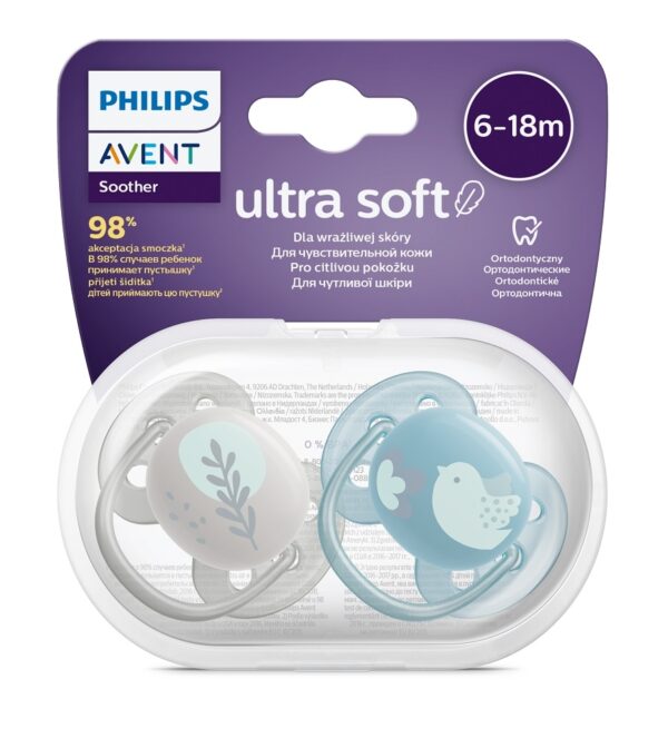 Пустушка ультрам'яка Philips Avent Ultra Soft 6-18 міс 2 шт (8720689016889)