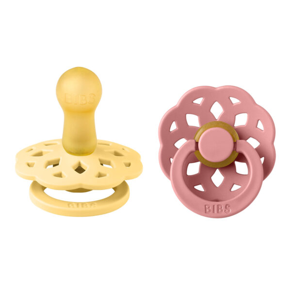 Соска пустушка BIBS Boheme Latex Round (кругла) – Pale Butter/Dusty Pink (2 в упаковці) 0-6 міс.