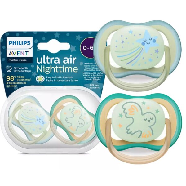 Пустушка Philips Avent Ultra Air Нічна 0-6 міс 2 шт (8720689016667)