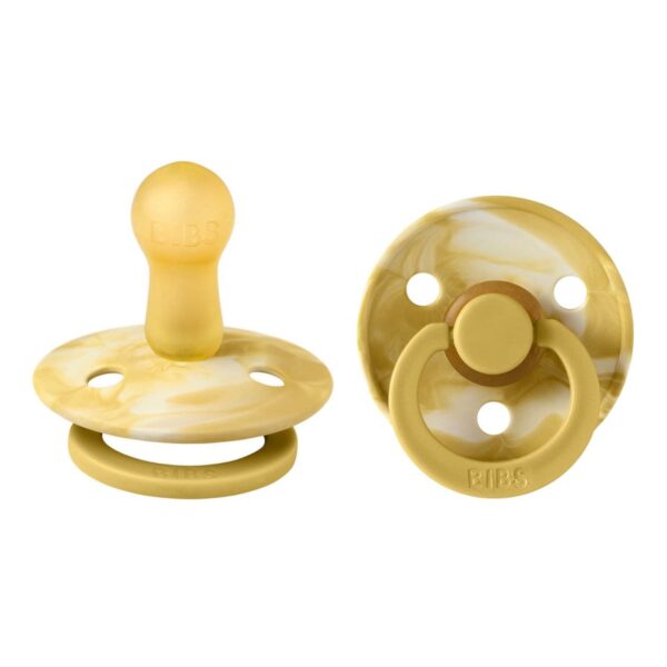 Соска пустушка BIBS Colour Latex Round (кругла) – Tie Dye Mustard Ivory/Mustard Ivory (2 в упаковці) 0-6 міс.