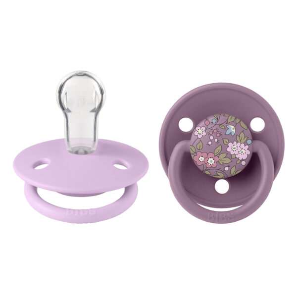 Пустушка BIBS x Liberty De Lux Silicone Round (кругла) Onesize – Chamomile Lawn Mauve / Violet Sky Mix (2 в упаковці) 0-36 міс.