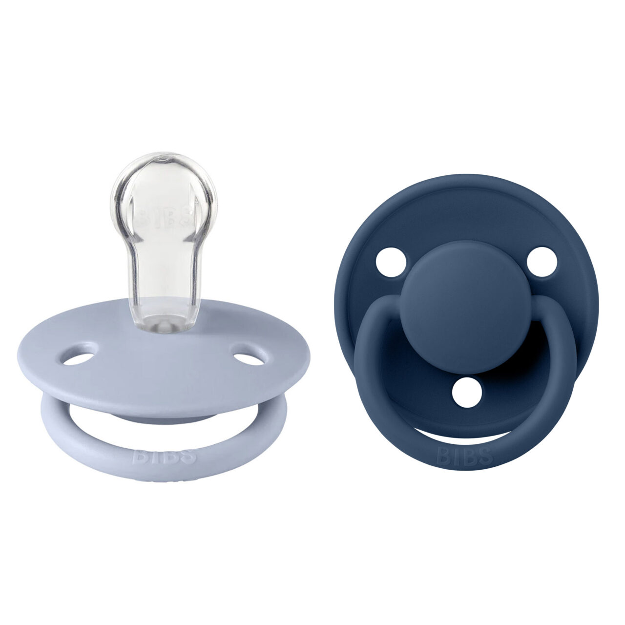 Соска пустушка BIBS De Lux Silicone Round (кругла) – Dusty Blue/Steel Blue (2 в упаковці) 0-36 міс.