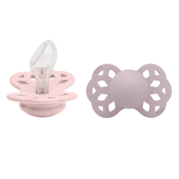 Соска пустушка BIBS Infinity Silicone Anatomical (анатомічна) – Blossom/Dusky Lilac (2 в упаковці) 0-6 міс.