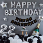 Набір надувних кульок Happy Birthday Silver 5957 13 предметів сріблястий
