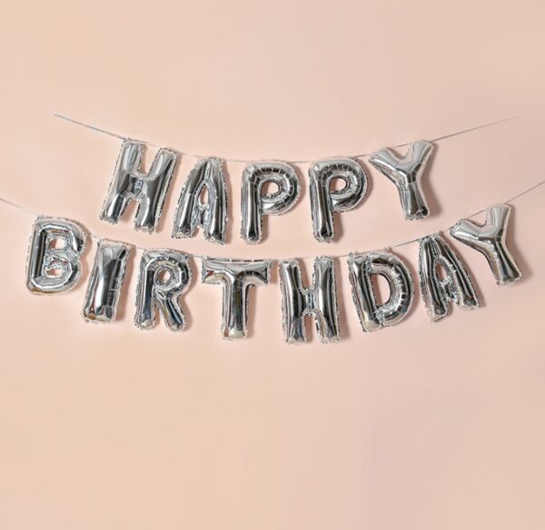 Набор надувных шариков Happy Birthday Silver 5957 13 предметов серебристый