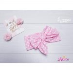 Хлопковая повязка на голову Афробант нежно- розовый в горошек