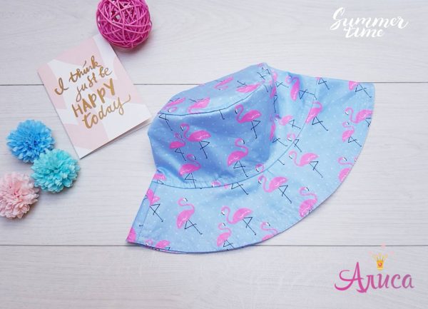 Панамка хлопковая детская "Фламинго на голубом"