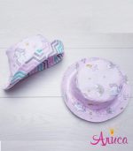 Панамка хлопковая детская "Единороги на розовом зигзаг"