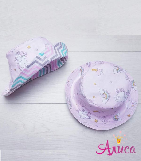 Панамка хлопковая детская "Единороги на розовом зигзаг"