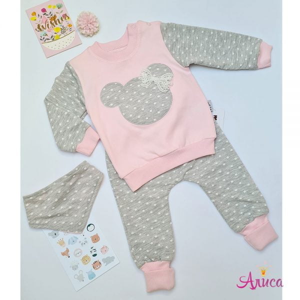 Комплект для девочки 3 в 1 в бледно-розовом цвете