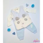 Детский комплект "Панда "для девочки с махровой жилеткой