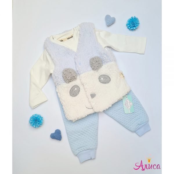Детский комплект "Панда "для девочки с махровой жилеткой