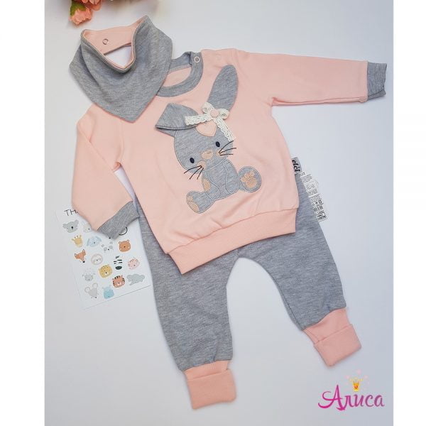 Комплект для девочки "Зайчишка" в персиковом цвете