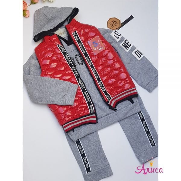 Комплект 3 в 1 для мальчика с красной жилеткой