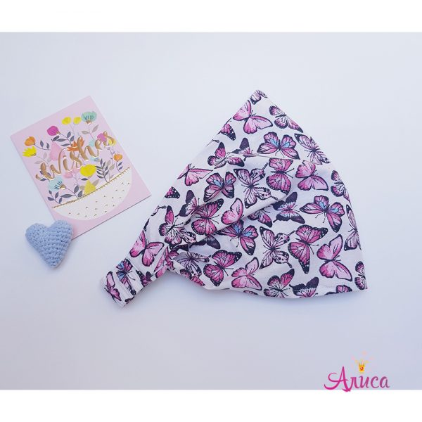 Косынка на резинке хлопковая "Бабочки"