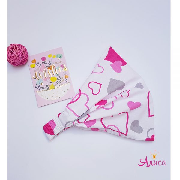 Косынка хлопковая на резинке "Сердечки"