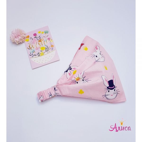 Косынка хлопковая на резинке "Зайчики"