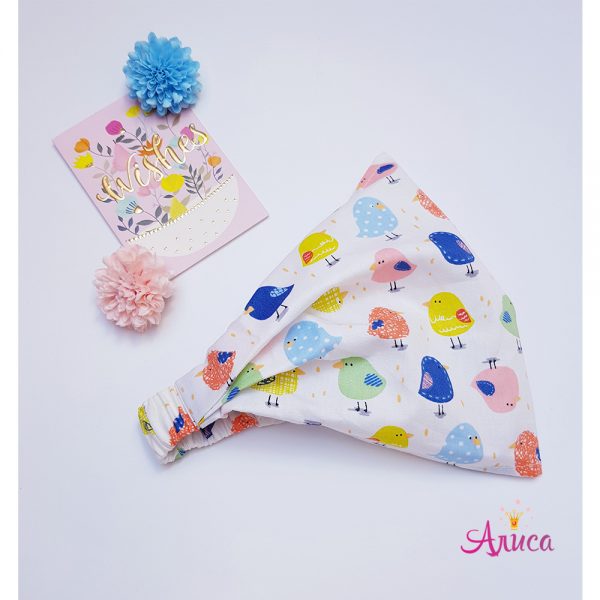 Косынка хлопковая на резинке "Птички"