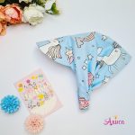 Косынка- повязка с козырьком на резинке "Единороги на голубом"