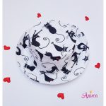 Панама хлопковая для девочки "Котики черные на белом"