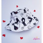 Панама хлопковая для девочки "Котики черные на белом"