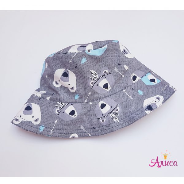 Панама хлопковая детская "Мишки на сером"