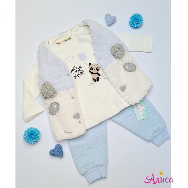 Детский комплект "Панда "для девочки с махровой жилеткой