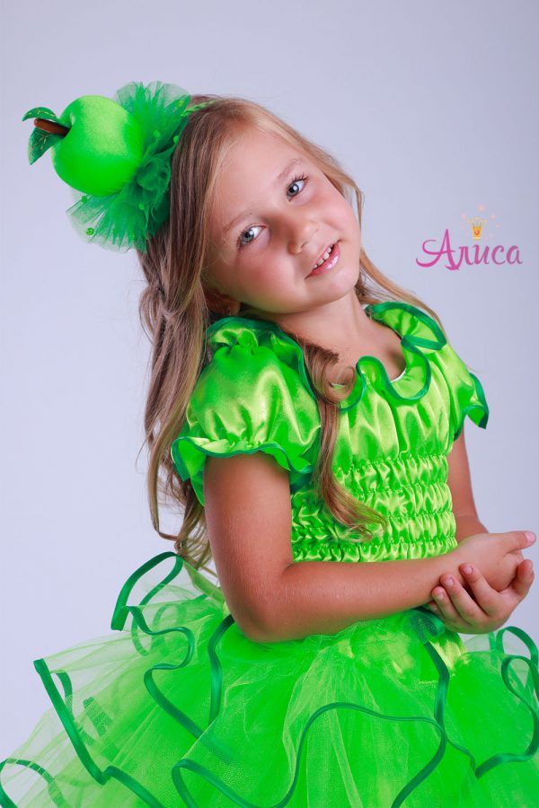 Карнавальный костюм зеленое Яблоко для девочки