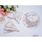 Панама хлопковая детская "Единороги и радуга на светло-розовом"