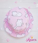 Панама летняя хлопковая "Котики на розовом"