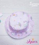 Панамка хлопковая детская "Единороги на розовом зигзаг"
