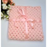 Подарочный набор вязаный плед пудрово-розового цвета и игрушка на выбор