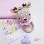 Погремушка "Оленёнок" с розовым воротником