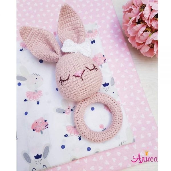 Погремушка "Зайка сплюшка в розовом"