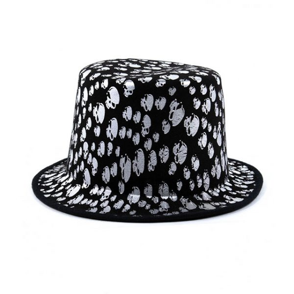 Цилиндр с серебряными черепами для Хэллоуин вечеринки