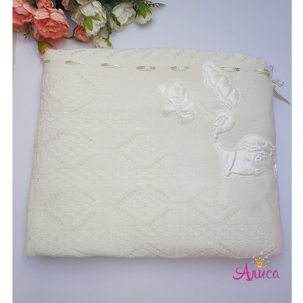 Вязаный детский плед на подкладке для новорожденных